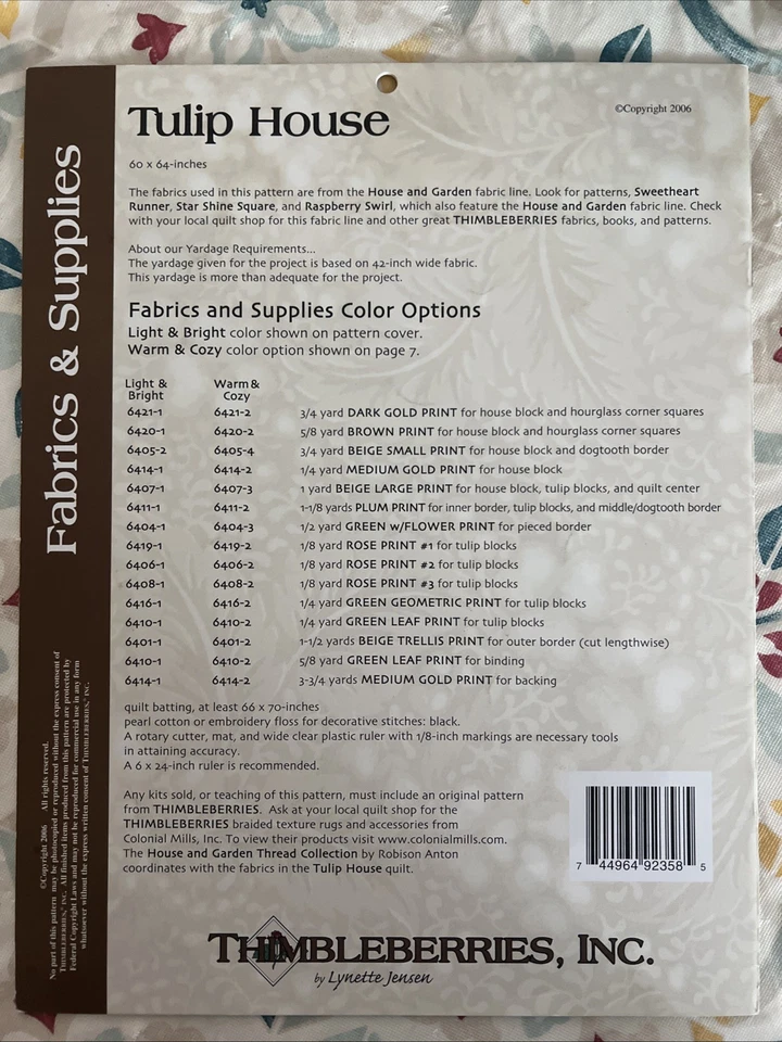 House And Garden TULIPE HOUSE By Thimbleberries 2nd Quarter 60x64" New - Image 2 of 2