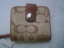 NEW AUTHENTIC COACH CHELSEA KHAKI OPTIC SIGNATURE MEDIUM ZIP WALLET #40621