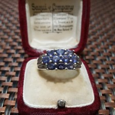 Sterling Silver Cluster Ring Iolite Gemstones Jewellery UK Size O.5 / US 7.5