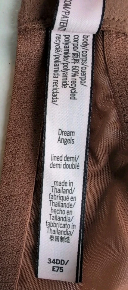 Sujetador Victorias Secret Dream Angels marrón forrado demi encaje superpuesto 34DD NUEVO❣️ Foto 4 de 4