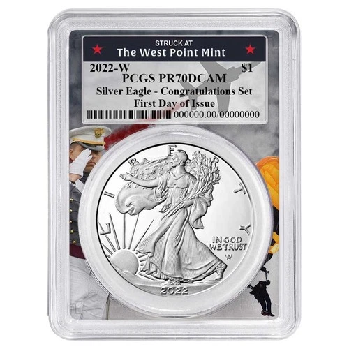 2022-W $1 1-oz Proof American Silver Eagle Congratulations Set PCGS PR70DCAM