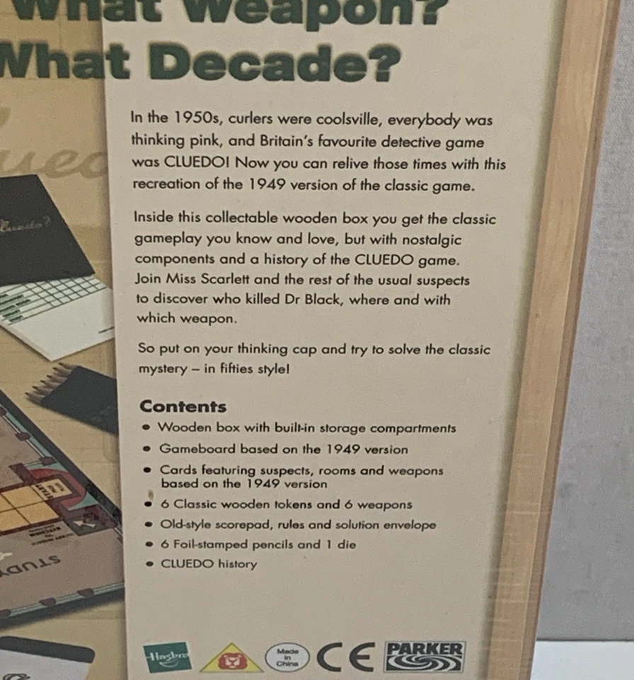 Cluedo The Classic Detective Board Game Nostalgia Edition Wooden Box 2003 New - Image 4 of 4