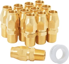 12 Pack 1/4" Air Hose Repair Fittings Brass Barbed Splicers with MNPT Ends