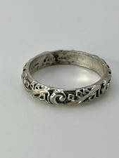 Vintage 925 Sterling Silver Scroll Eternity Floral Vine Band Stacker Ring Size 6
