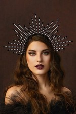 New Black Gothic Halo Crown Headpiece Head Dress Halloween Costume Accessory