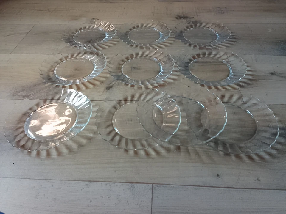 Lot de 10 assiettes à dessert en verre - Duralex - Pub margarine Excel - Vintage - Photo 3/4