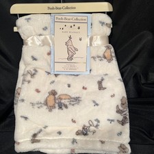 NEW IVORY Soft Fleece CLASSIC POOH  Piglet FRIENDS Plush Baby BLANKET 30x40"