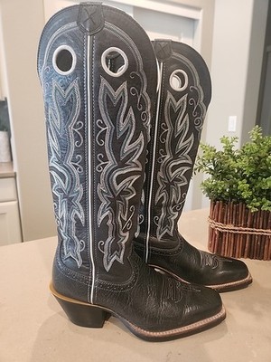 Twisted X Buckaroo Black Leather Cowboy Boots Womens 7.5