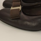 Salvatore Ferragamo Brown Leather Round Toe Pumps w/ Bow Logo, US 7.5B — photo 5