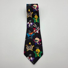 VTG 90s Looney Tunes Mania Tie Bugs Bunny Taz Daffy Sylvester Tweety Polyester