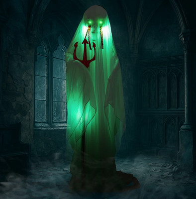 4.3ft Sound Activated Ghost   LED Eyes Haunted Halloween Decor