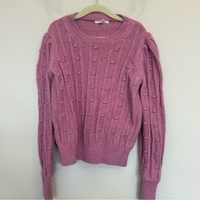 519. Crewcuts girls Pink Cable Knit Sweater with Ribbed Details size 8
