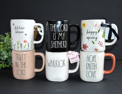 #ad NEW RAE DUNN LET LOVE BLOOM HAPPY SPRING MULTIPLE COFFEE MUGS CHOOSE ONE $18.95