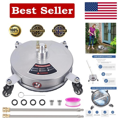 #ad Professional 14quot; Surface Cleaner: 4000 PSI Stainless Steel with 4 Wheels $105.67