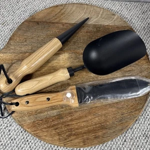 Ensemble d'outils de jardin Seuil - 3pc Poignée de bois Dibber, Scoop, Hori Hori couteau - NEW