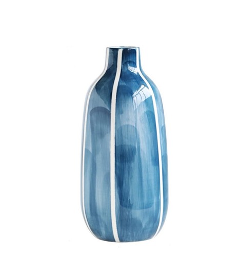Ceramic Decorative Vase Modern Blue Flower Vase Minimalist Creative Handmade - Picture 2 of 4