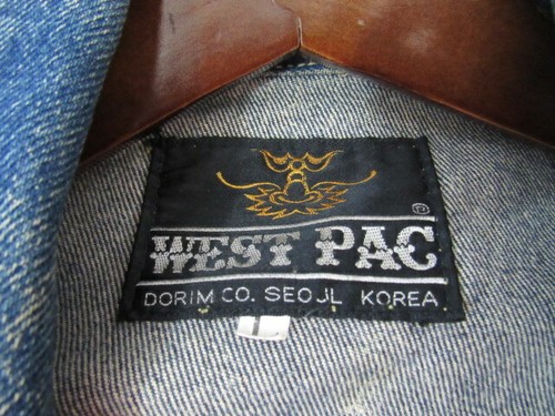 West Pac International Seol Korea Fashion Sz L Mens Blue Jean Jacket Cotton  - Picture 4 of 8