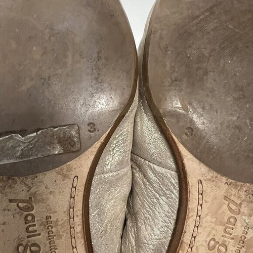 PAUL GREEN US Sz 5.5 Ballet Flats Leather Shimmer Gold Silver UK Sz 3 - Picture 5 of 8