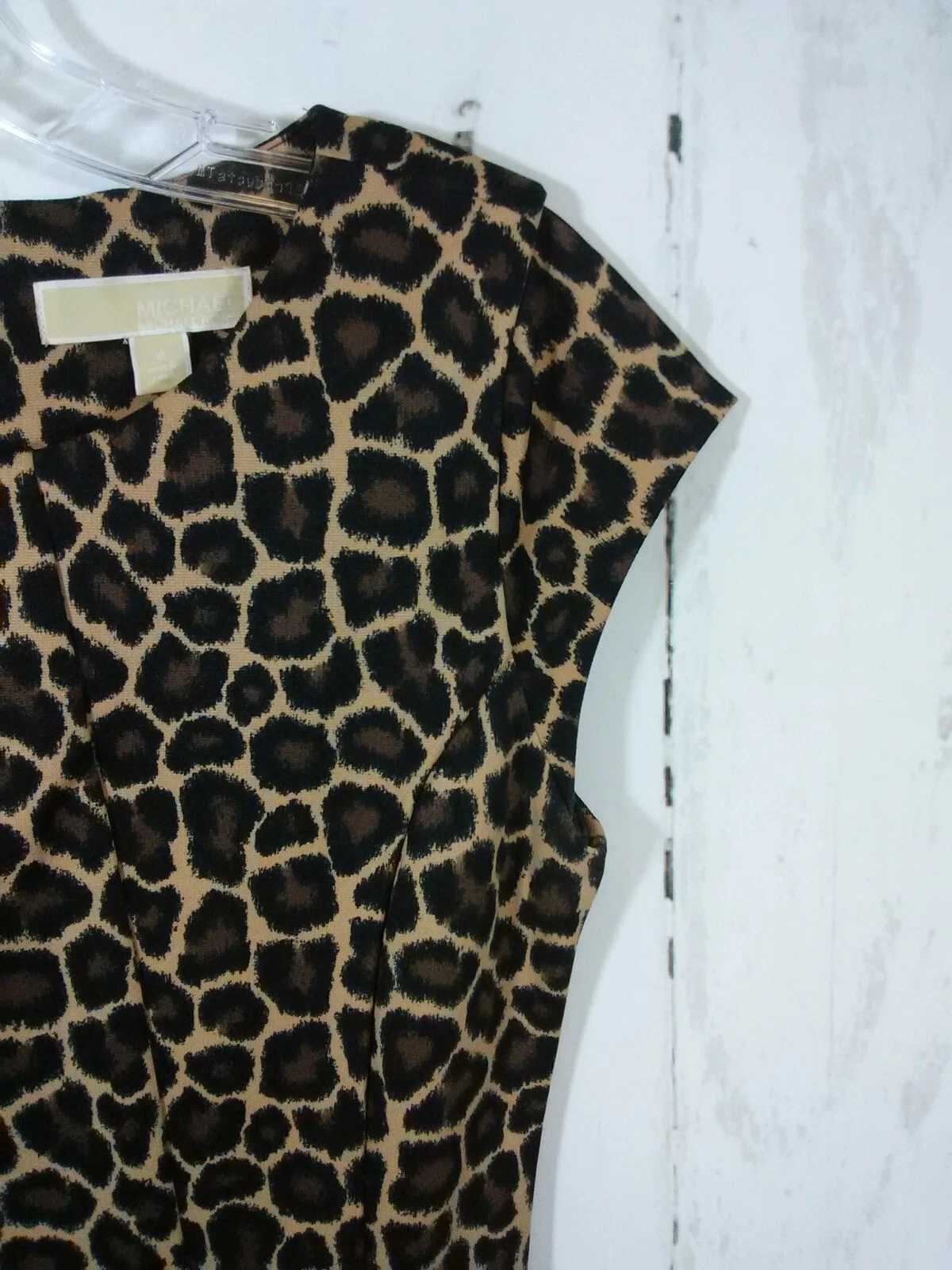 Abito Michael Kors donna taglia 4 leopardato stampa animalier cambio swing cappuccio manica