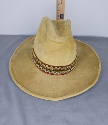 Vintage Boot Hill Tan Suede Cowboy Hat Size Med 6 3/4 - 6 7/8 Unisex 100% Cotton