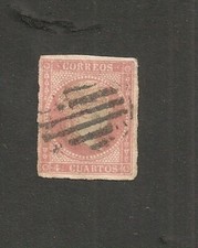 ESPAGNE ESPANA 1855 ISABEL II TIMBRE CORREOS 4 CUARTOS NON DENTELE