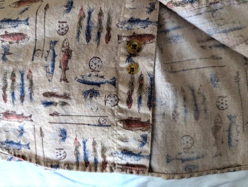 WOOLRICH Shirt Men's XL Brown Fishing Design Button Down Pocket Outdoor Casual - Picture 9 of 13
