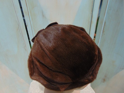 VTG 30s Leighton Sheared Beaver & Felt Shallow Crown Hat Skull Cap - Picture 8 of 11