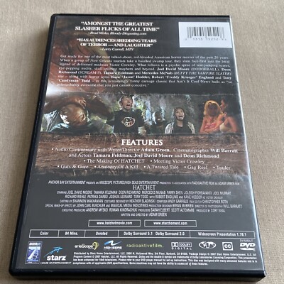 Hatchet (DVD, 2006) W/ Insert Anchor Bay Indie Horror Adam