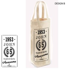 Personalised Wine Spirits Bottle Bag Birthday Present Gift 50th 60th 70th