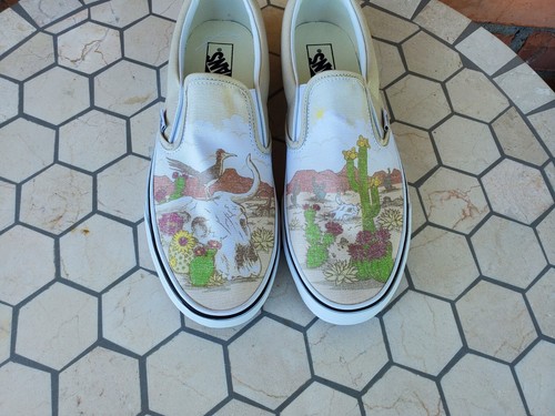 Vans Classic Slip On Desert Vibes Oatmeal White Sz 9 Men Western Core Rare