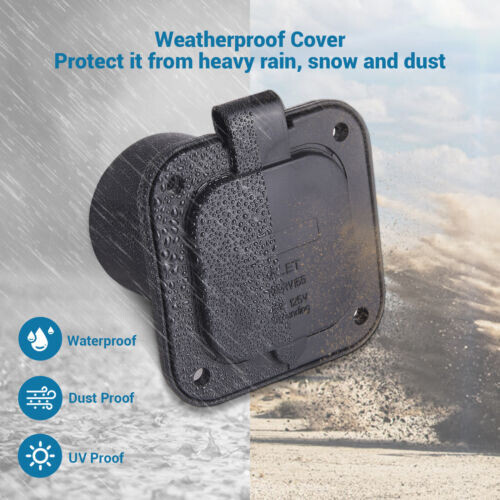 15A 125V Power Shore Inlet Port Plug NEMA 5-15P Male Receptacle RV Flanged Inlet