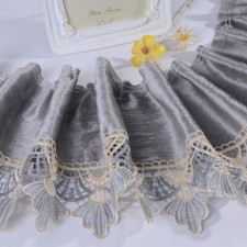 10M Pizzo Velluto Orlo Floreale Bordura Plissettato Frangia Cucito Craft per