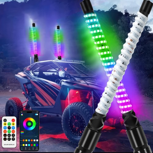 2 Pezzi 1FT A Spirale LED Fat Whip Luce RGB A Caccia Di Fruste Illuminate Per UT - Foto 7