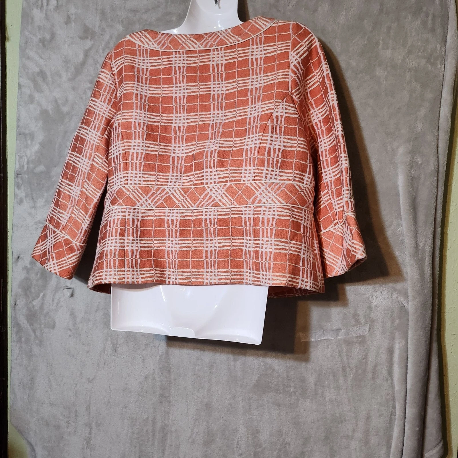 Giacca donna vintage Merona Oldey Money stilel Chanel Gran C Lrancione bianco