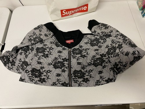 Surpreme Quilted Lace Bomber Jacket -white size-xl - Picture 6 of 6