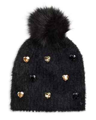NEW Jocelyn Black and Jeweled Pom Pom Hat Jocelyn Black Real Rabbit Fur Pom Pom Knit | Mercari main image 4