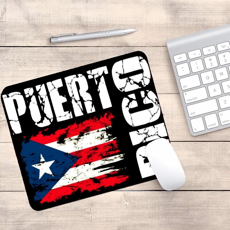 Puerto Rico Flag Design Round Pc Gaming Mouse Pad Mat Home School Office Gift