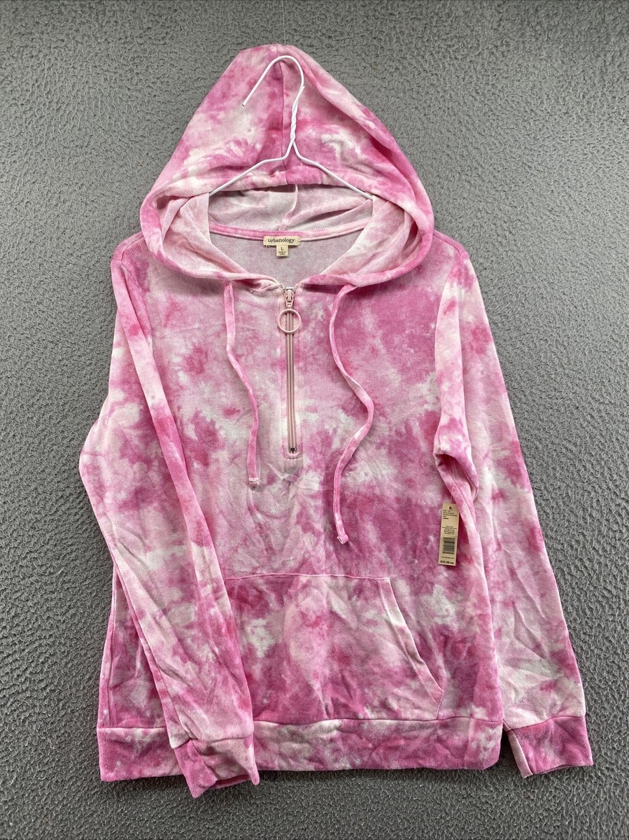 Pullover Hoodie Womens Tie Dye Zip Up Hoodie Urbanology Pink Tie