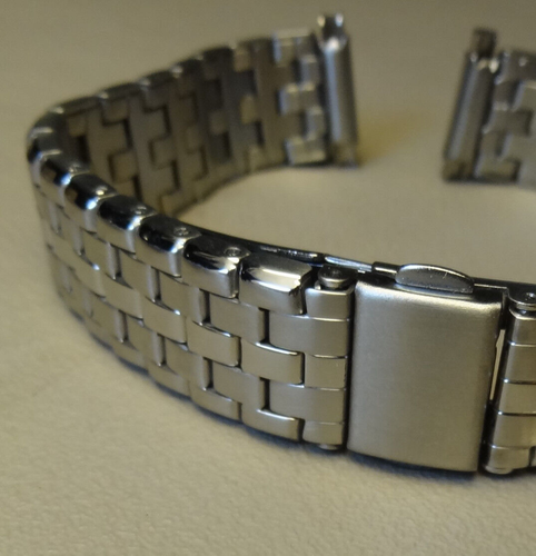 Womens Silver Tone Stainless Steel Push Button Clasp Trifold 12-16mm Watch Band - Picture 3 of 9