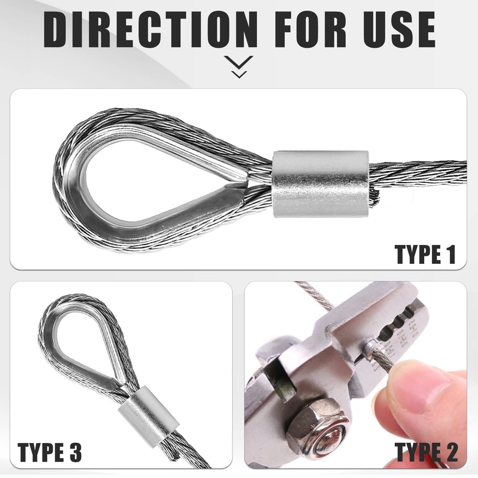 Aluminum Crimping Loop Sleeve, 1/16 inch (1.5mm) Wire Rope Stop Sleeve