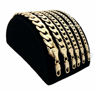 Men's 14k Italian Cuban link Chain Necklace Gold Plated 18'' 20'' 24'' 30'' Length