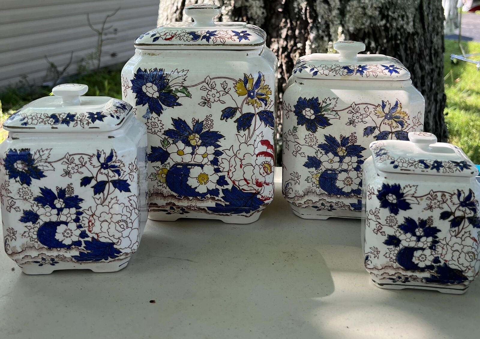 Antique Japanese Royal Crown Tea Caddy Set of