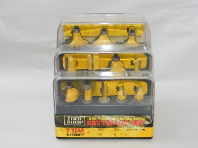 TOOL SHOP 12 PC TUNGSTEN CARBIDE TIPPED ROUTER BIT SET 236-3541 