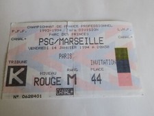 Ticket / billet   PSG - PARIS SG / MARSEILLE - OM      14 janvier 1994 