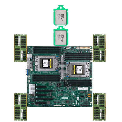 Supermicro H11DSI Motherboard E-ATX + 2x AMD EPYC 7B12 CPU + 8x 32GB 3200MHz RAM