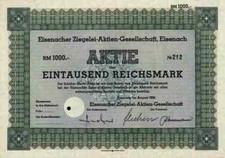 Eisenacher Ziegelei Tonwaren VEB 1938 Eisenach Stregda M&uuml;hlhausen Th&uuml;ringen 1000