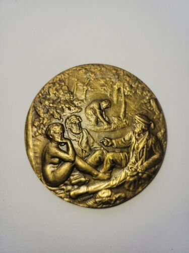 ART,PAINTER,EDUARDO MANET,LUNCHEON ON GRASS,STUNNING LARGE BRONZE MEDAL.70 MM - Picture 2 of 8