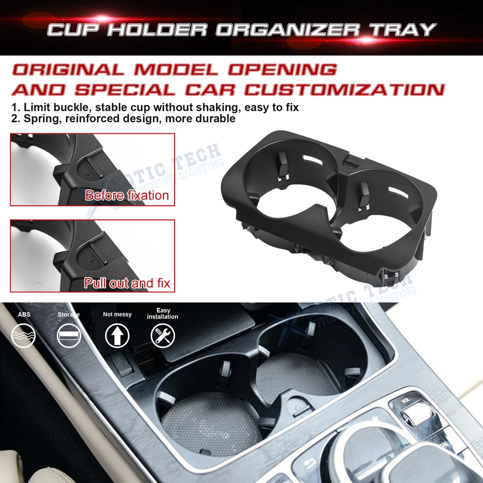 Front Console Insert Dual Water Cup Holder For Mercedes Benz E Class 2017-up — 第 4/4 张图片