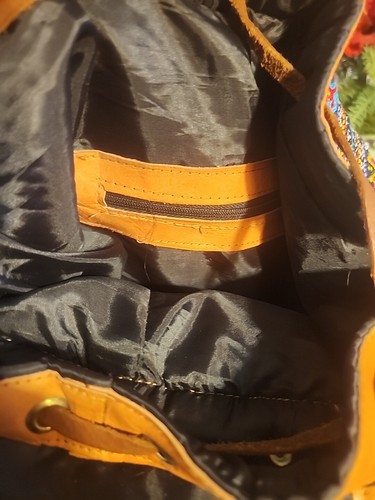 Guatemalan Hand Woven Embroidered And Leather Backpack "READ" - Picture 8 of 9