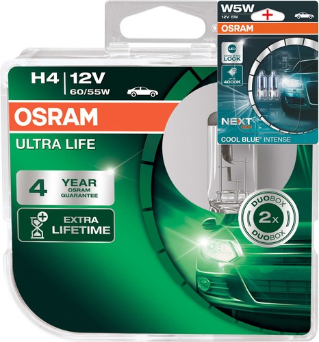 Osram H4 12V 60/55W ULTRA LIFE 2Stk.+W5W Blau - 第 1/3 張圖片